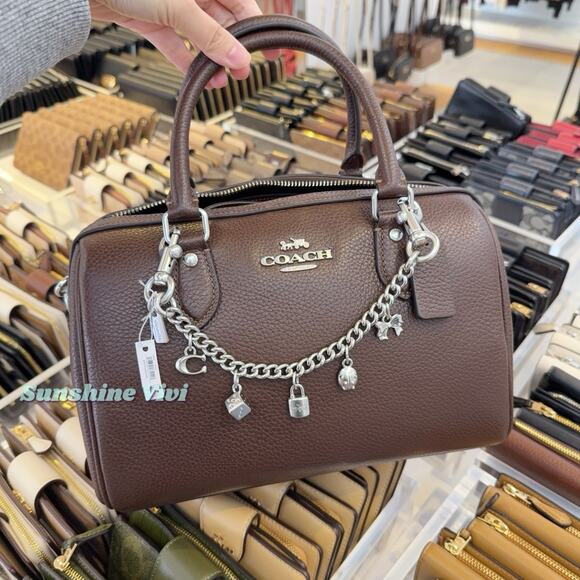 NWT Bundle Coach Rowan Satchel leather CV962 & Swagger Chain With Charms CBK40 - Picture 1 of 14